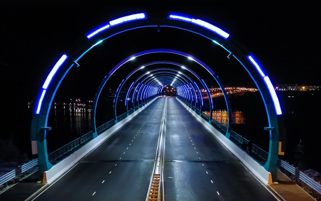 Подсветка моста через Нижнетагильский пруд